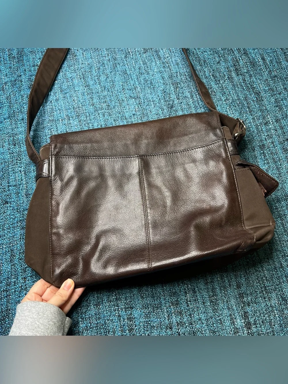 Vintage Fossil Brown Pebbled Leather Messenger Bag Book Bag Crossbody Laptop Bag